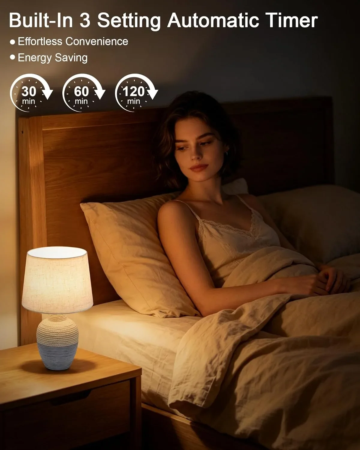 Безжима преносима LED нощна лампа с димер и RGB/температури, USB-C, дистанционно, таймер — снимка 5