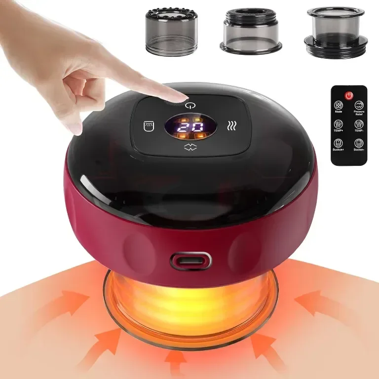 Emooncn 5 в 1 електрически комплект за масаж с вендузи Gua Sha с дистанционно