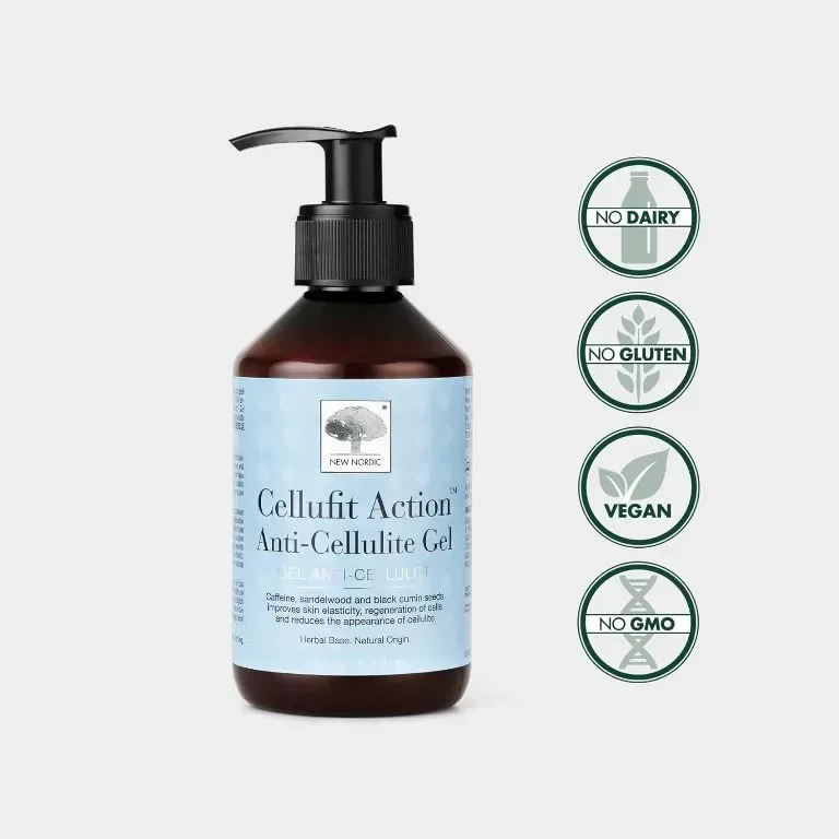 Nordic Cellufit Action Антицелулитен гел, кофеин, сандалово дърво и семена от черен кимион, 250 мл — снимка 5