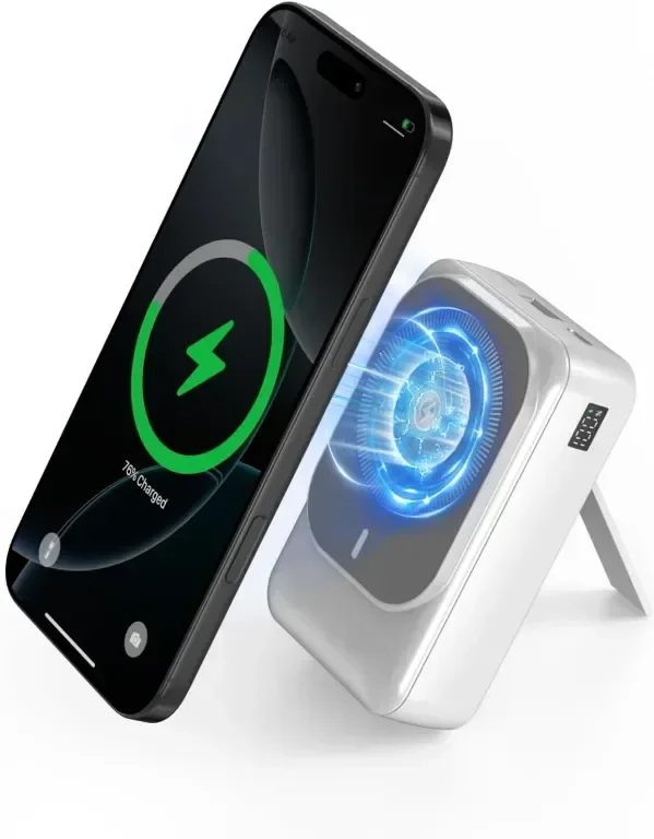 Външна батерия 26800 mAh Магнитно безжично преносимо зарядно, PD 22,5 W Type-C с вградени кабели