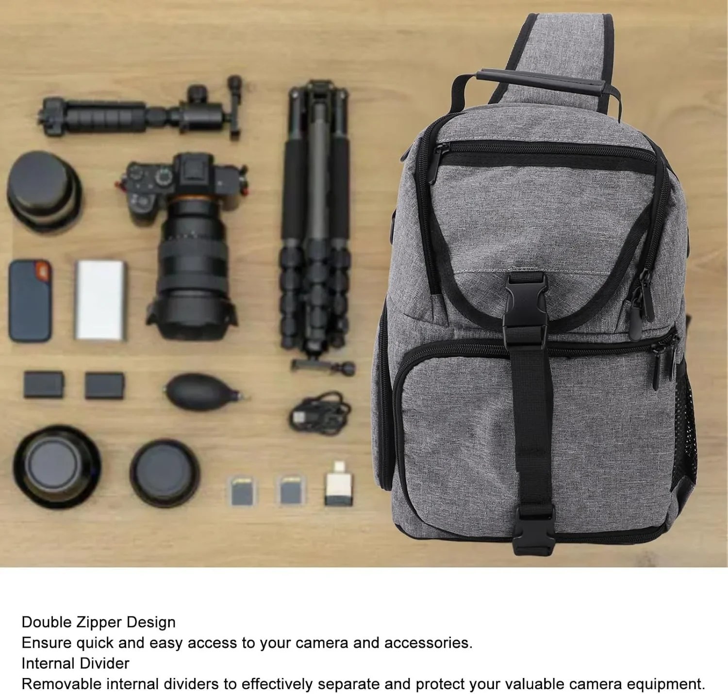 LICAEVEY чанта с презрамка за DSLR/SLR и безогледални фотоапарати (органайзер за аксесоари) — снимка 2