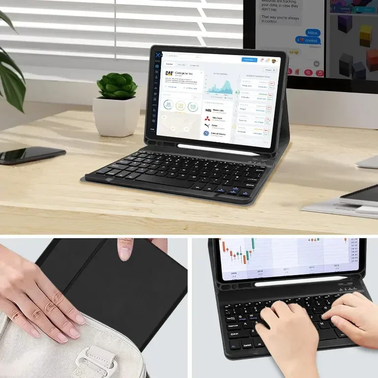 Калъф с клавиатура Zabatoco iPad Air 11 инча 2024, черен — снимка 6