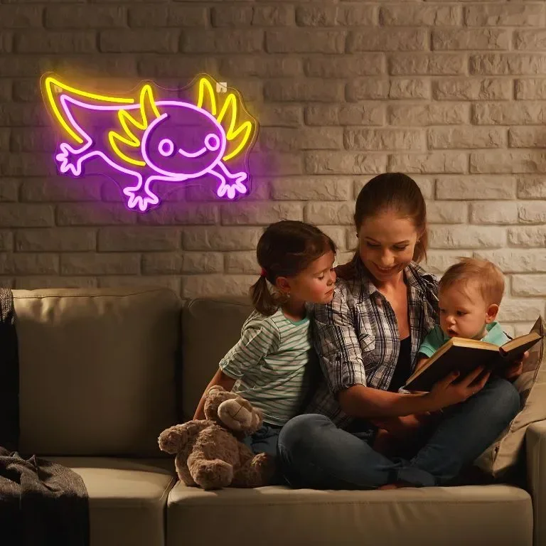 LUCUNSTAR LED неонов знак Salamander, захранван от USB, лилава LED неонова табела — снимка 4