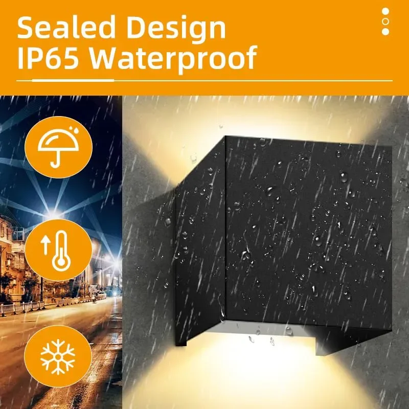Комплект 4 външни LED стенни лампи YICALE 12W, IP65, 3000K