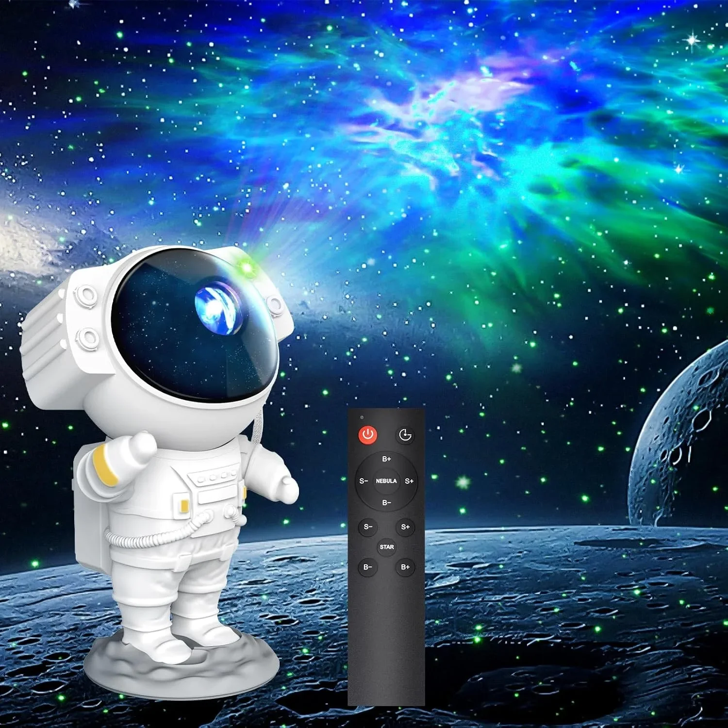 LED галактичен прожектор Astronaut Star Nebula с дистанционно и таймер (8 ефекта)