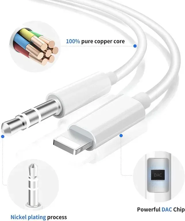 iSkey Aux кабел за iPhone, Lightning към 3.5mm Aux, 1 метър — снимка 2