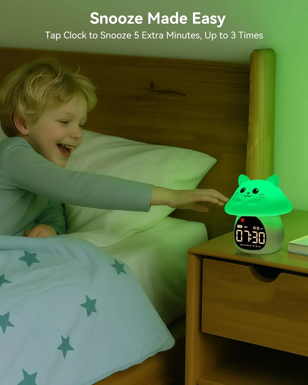 Будилник за сън за деца Yiliaw с RGB нощна светлина, 6 звука, бял шум и 2 аларми — снимка 7