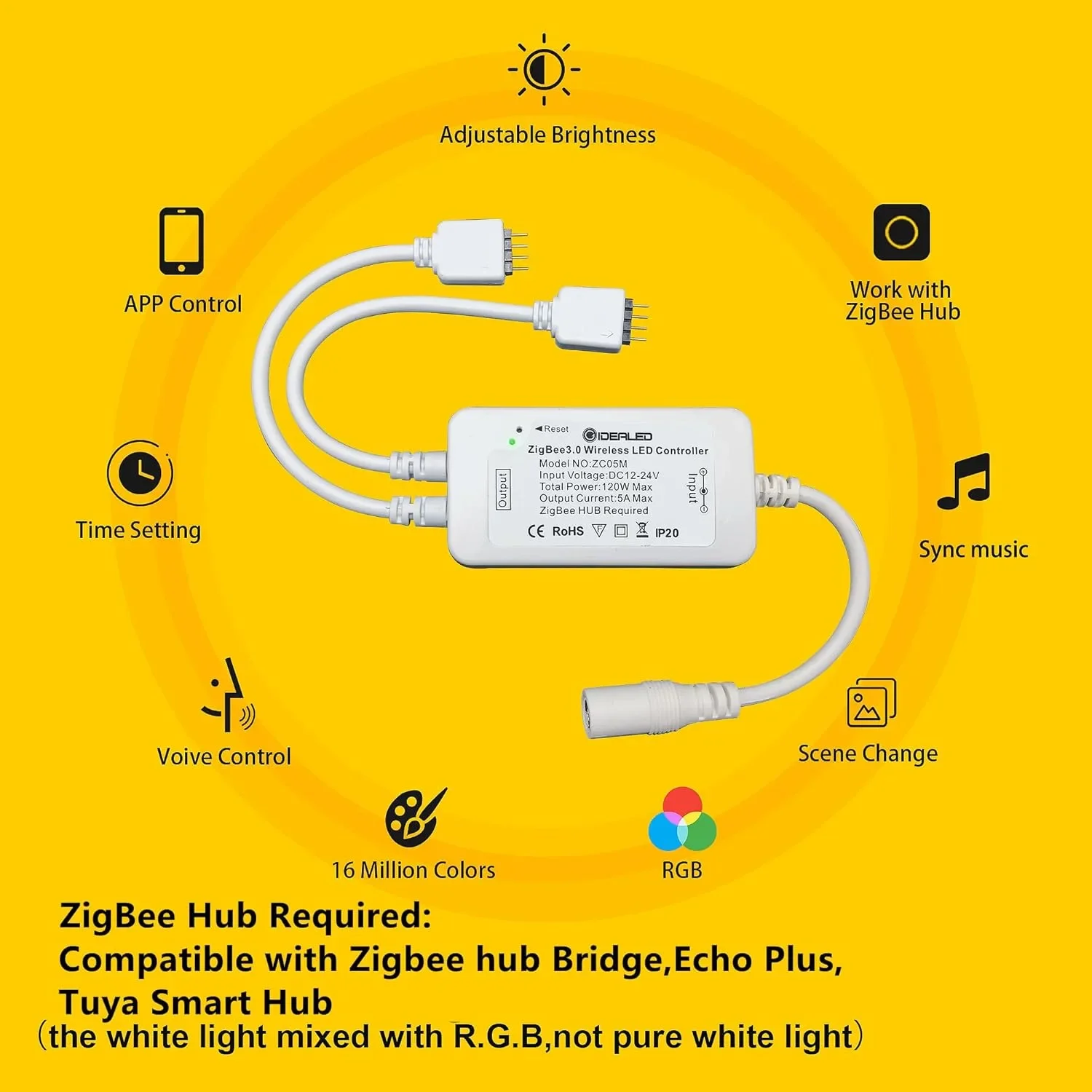 Smart ZigBee LED RGB лента 20м (2x10м) IDEALEd, управление с приложение и глас, сцени и таймер — снимка 3