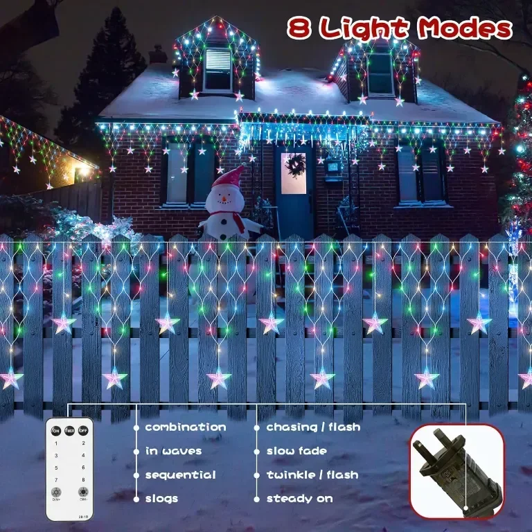 Коледни лампички CORST 4 метра, 196 LED, 5 метра кабел — снимка 3