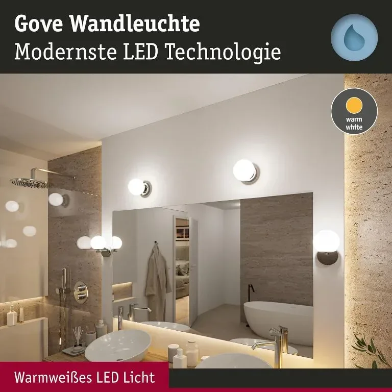 Paulmann 71067 LED стенно осветително тяло Selection Bathroom Gove IP44 3000K 400lm 230V 5W, хром — снимка 4