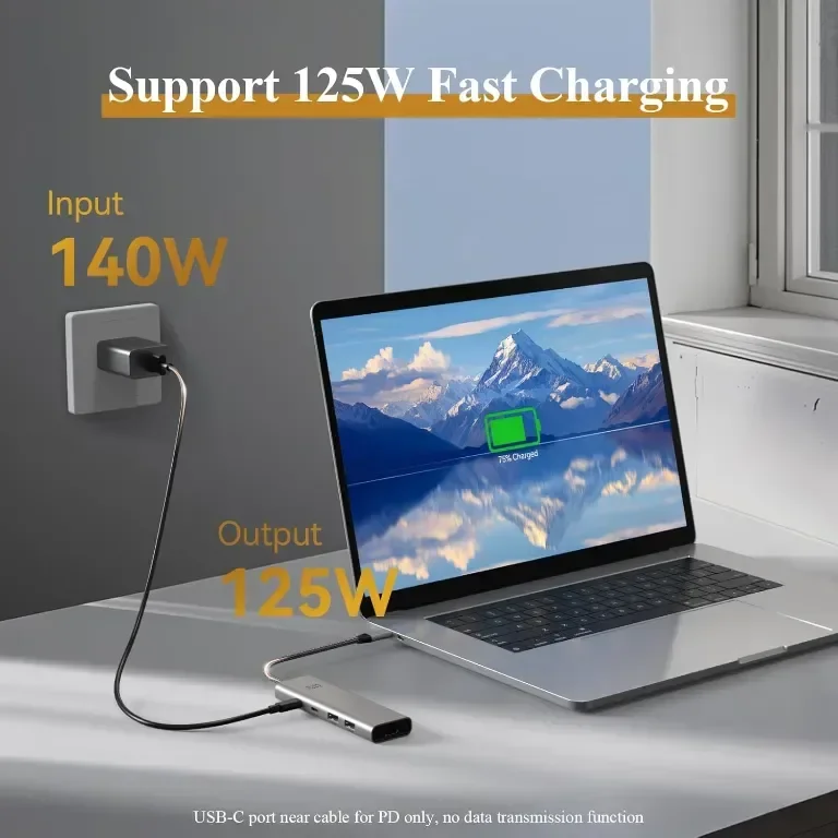 Minthouz USB C хъб, 5 в 1 многопортов адаптер, USB C към HDMI с 4K@60Hz, 140W PD, 2 Type-A&1*Type-С — снимка 3