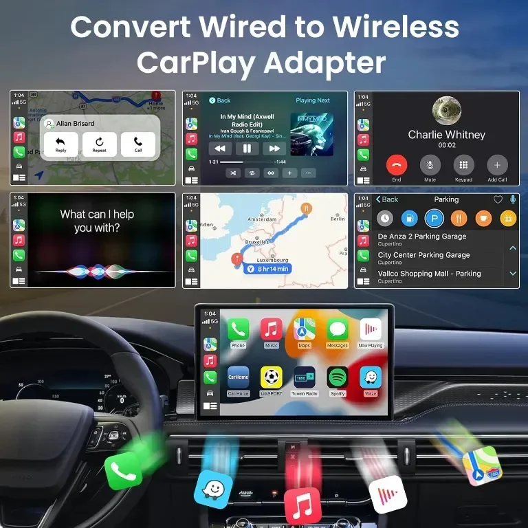 Мини безжичен CarPlay адаптер, конвертиране на кабелен в безжичен CarPlay — снимка 6