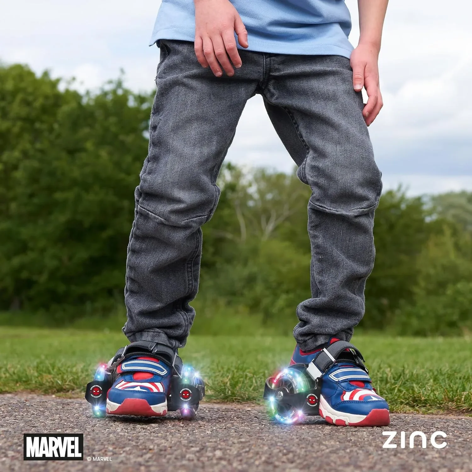 Zinc Street Gliders Marvel Spider-Man – светлинни плъзгащи обувки за лед/тротоар, 5+ години — снимка 8