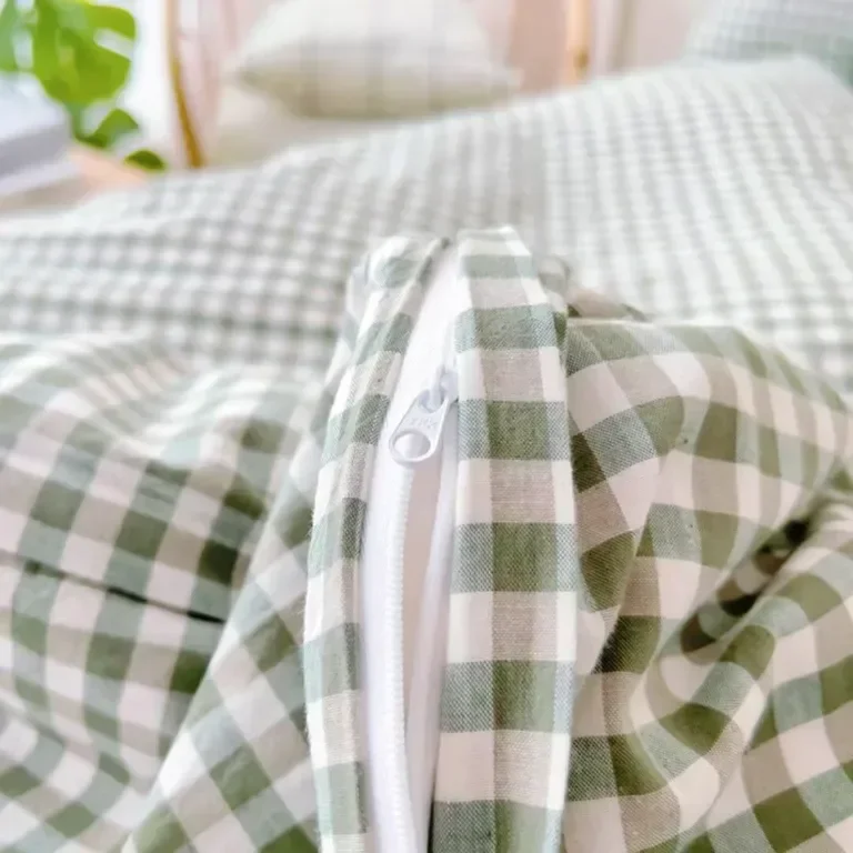Комплект спално бельо Ruccit Green Gingham, 3 части, затваряне с цип, ъглови връзки — снимка 5