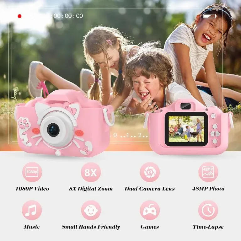 Цифрова камера Envyvip за деца 3-8 години, HD 1080P, 32GB SD карта — снимка 2