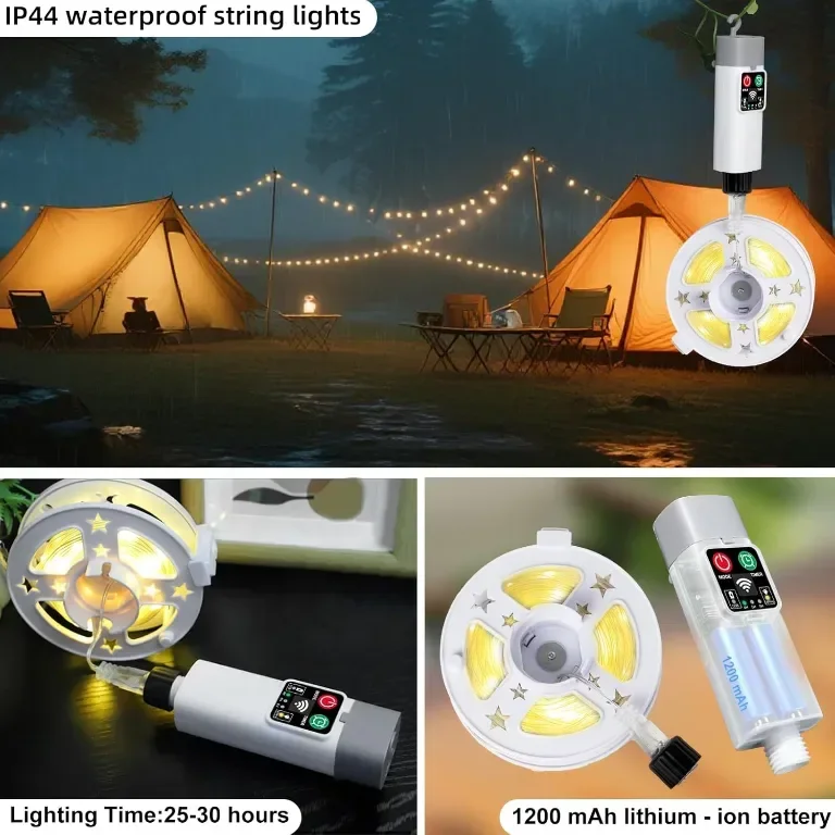 Speclux Къмпинг гирлянди 20M 200LED, преносими акумулаторни, 8 режима — снимка 5
