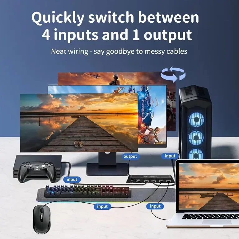 HDMI превключвател 4 порта 8K 60Hz HDMI превключвател 4 входа - 1 изход — снимка 3
