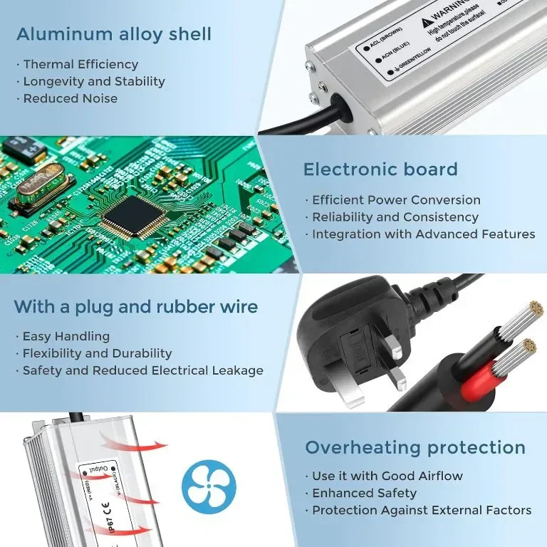 LightingWill 24V 3,33A 80W захранване IP67, външен водоустойчив, AC 240V към DC 24V трансформатор — снимка 2