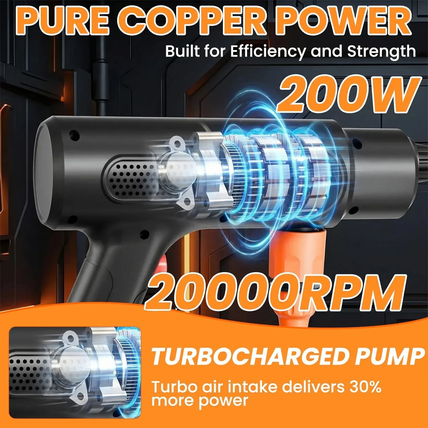 Безжична водоструйка Flouritech 21V Max, 1200 PSI с 2 батерии, маркуч и дюзи за почистване на автомобил, тераса и градина — снимка 2