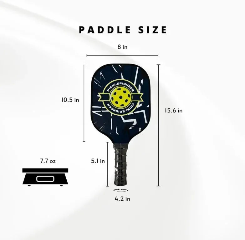 Ракета PicklePioneer Pickleball, полипропиленово ядро ​ пчелна пита, повърхност от въглеродни влакна — снимка 7