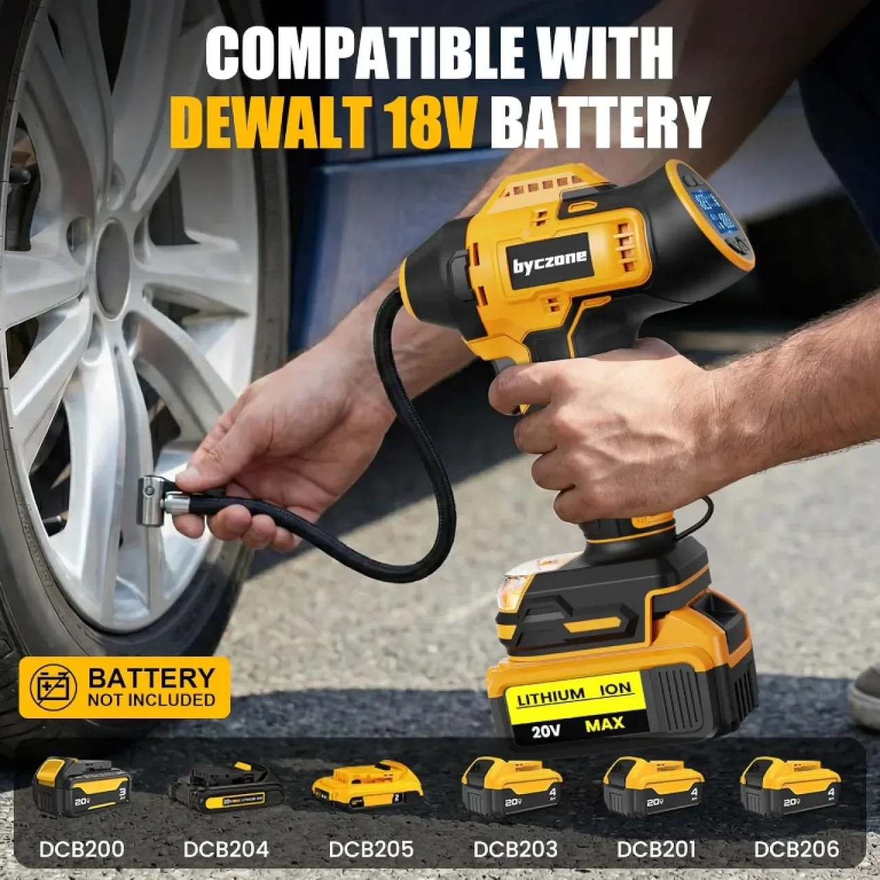 Безжичен въздушен компресор 160 PSI с LCD цифров манометър за батерия Dewalt 18V (без батерия) — снимка 5