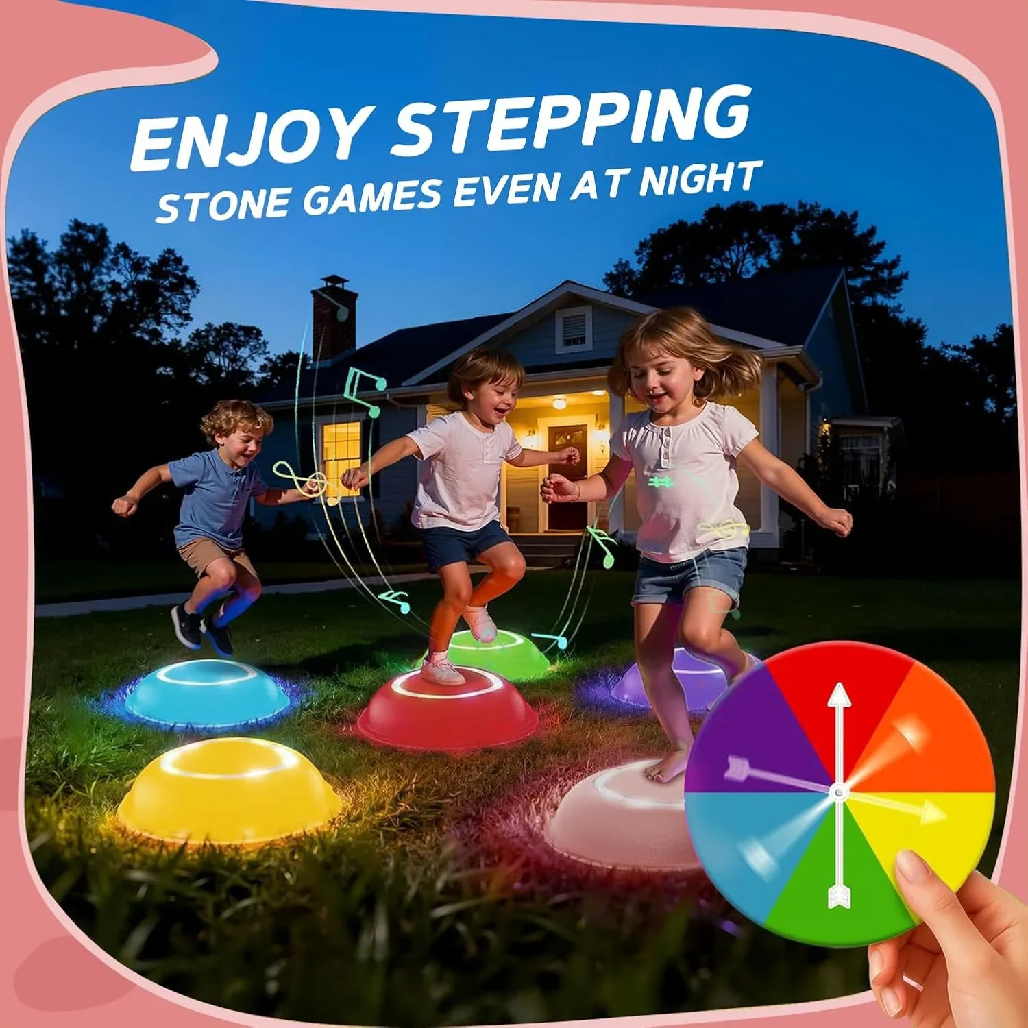 Kids Balance River Stones – сензорни стъпала за баланс с LED светлини, 3+ (неплъзгащи) — снимка 4