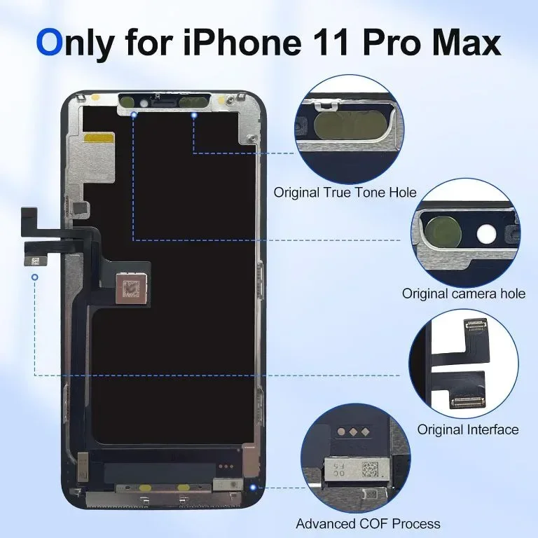 JQYDZH за iPhone 11 Pro Max Смяна на екран LCD 6,5-инчов 3D сензорен дисплей, A2161, A2220, A2218 — снимка 4