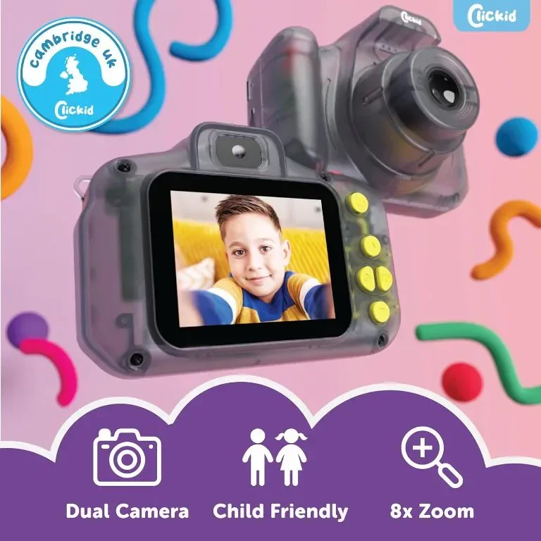 ClickKid CAM10 Детска цифрова камера, 8X увеличение 32GB micro SD карта, доп. батерия и калъф — снимка 5