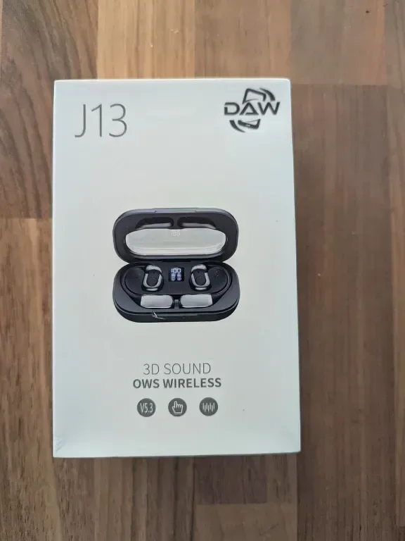 Daw J13 3D Sound Безжични слушалки, Bluetooth V5.3, OWS технология с калъф за зареждане, сребристи