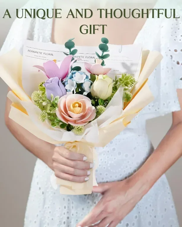 ROKR Flower Bouquet 3D пъзел букет модели комплекти за възрастни, изкуствени цветя, 450*320*420 мм — снимка 3