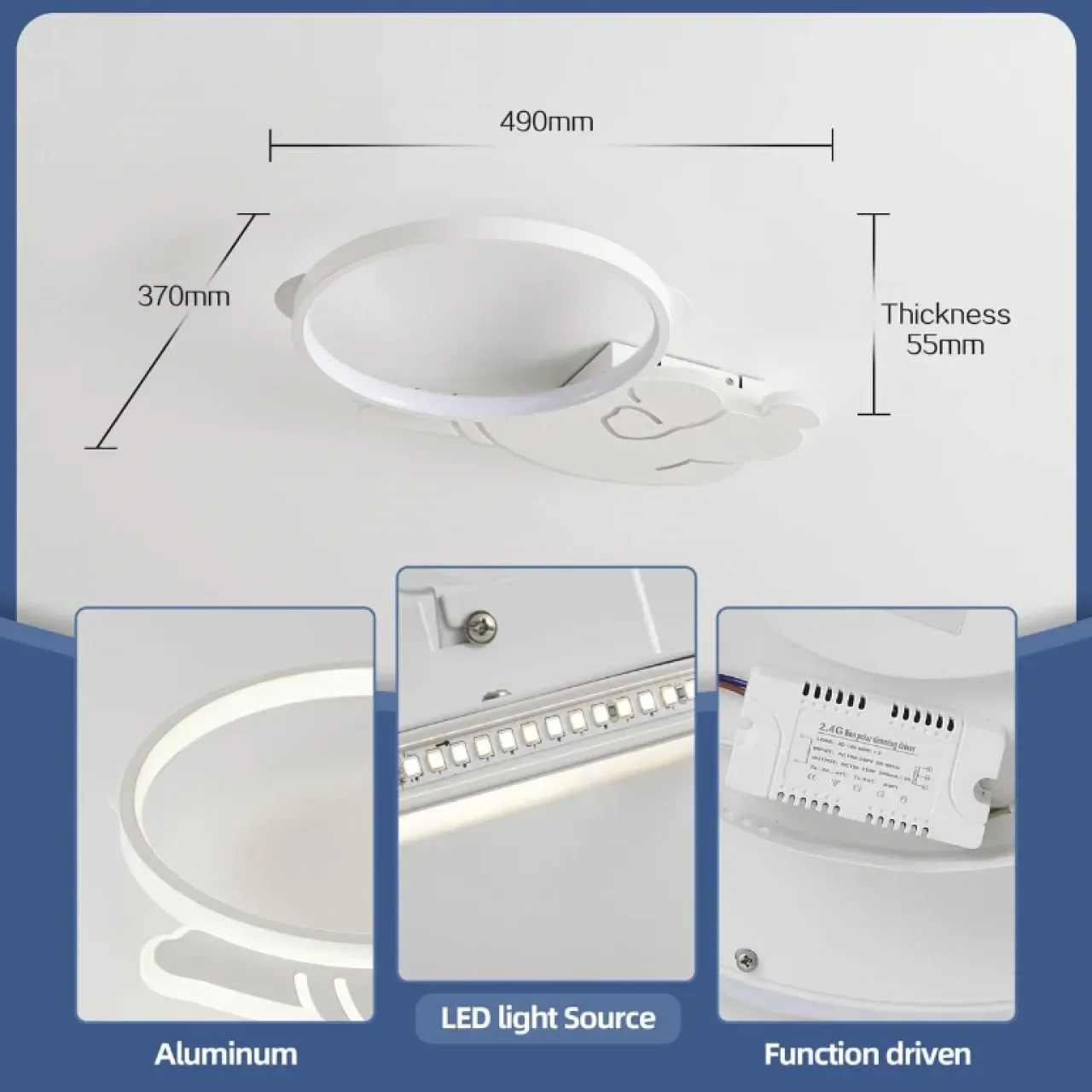 Детска таванна лампа астронавт LED с дистанционно, 38W, 3800LM, димируема 3000K-6500K, 49 см — снимка 7