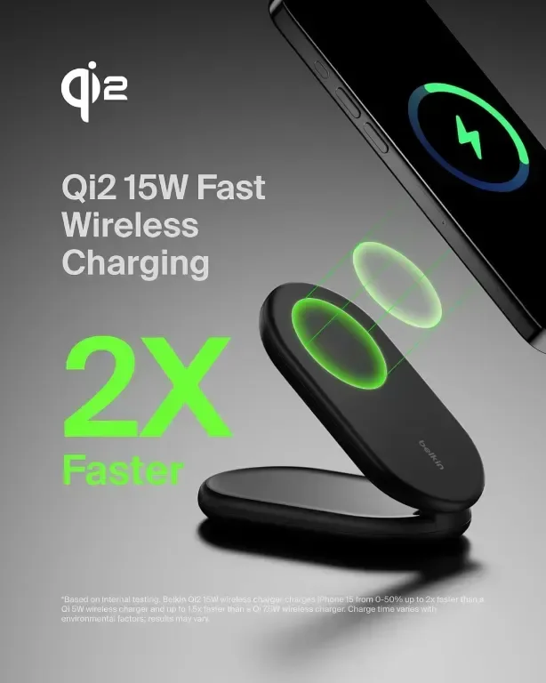 Зарядно устройство Belkin BoostCharge MagSafe, магнитна сгъваема стойка за безжично зареждане 15 W — снимка 4