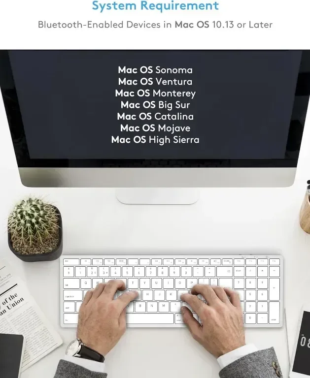 Безжична Bluetooth клавиатура Yivandi за Apple Mac OS – QWERTY оформление, ножични клавиши — снимка 5