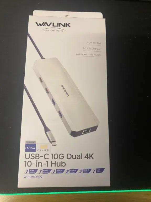 Докинг станция за лаптоп, WAVLINK 10G USB C хъб с двоен HDMI, 100W PD вход, 10Gbps USB-A/C 3.2 — снимка 7