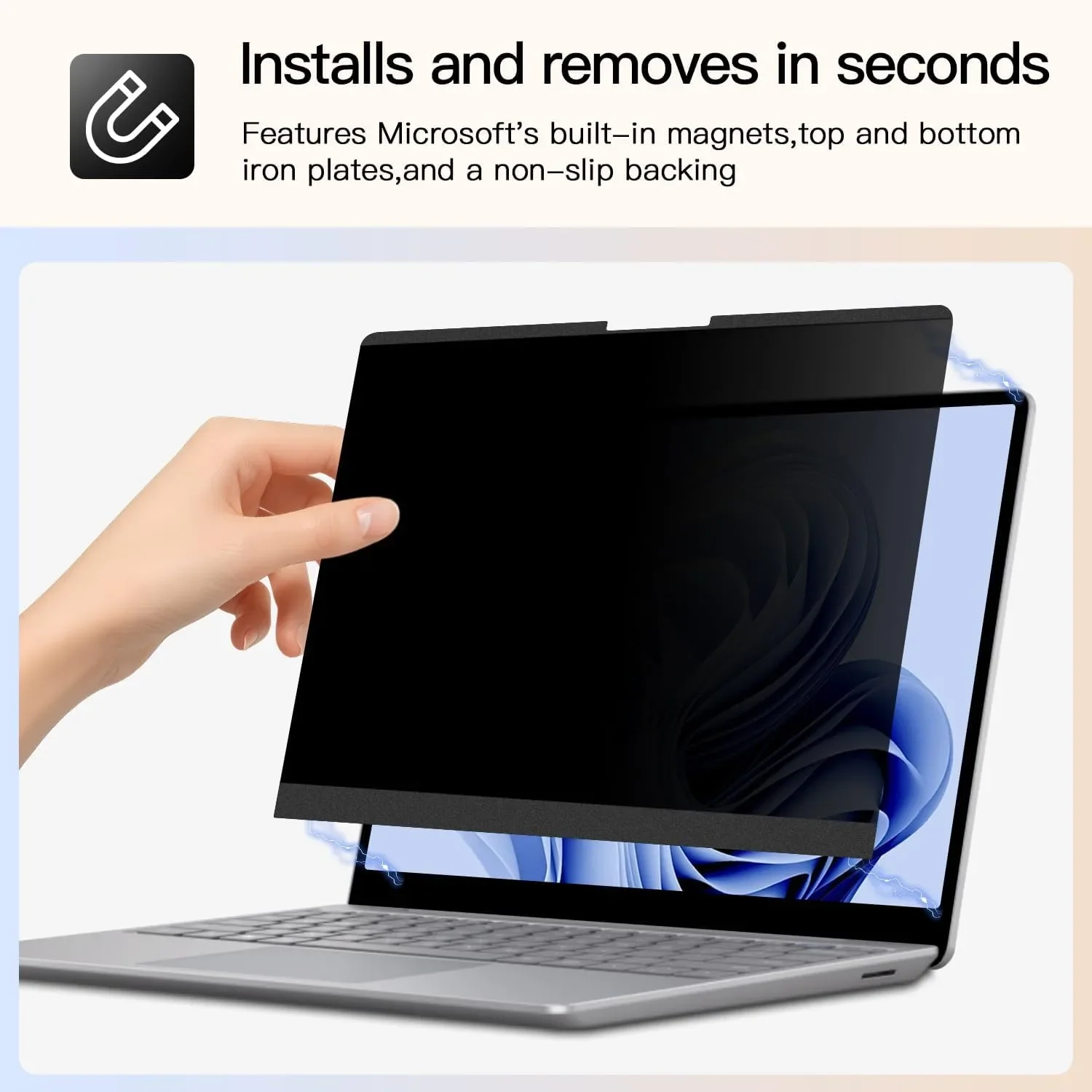 ZOEGAA магнитен екран за поверителност за Microsoft Surface 13,5 инча (модели 1/2/3/4/5/6) — снимка 2