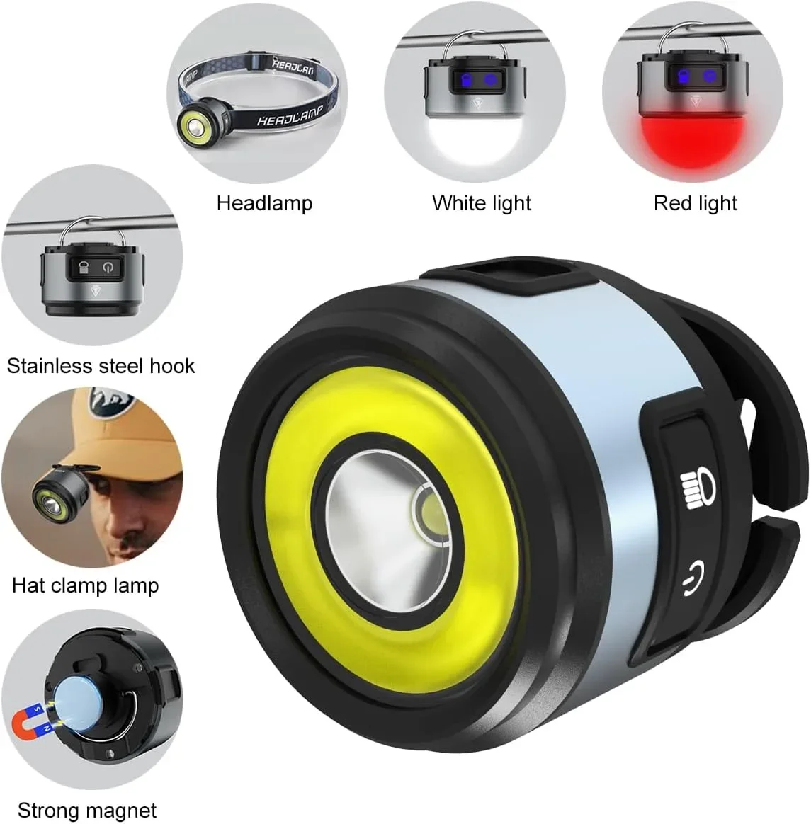 APLOS H600 челник за къмпинг, акумулаторна LED лампа с COB и прожектор — снимка 3