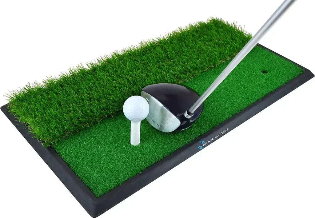 ME AND MY GOLF Постелка за голф с двойна трева, включва видеоклипове с инструкции за обучение, черна