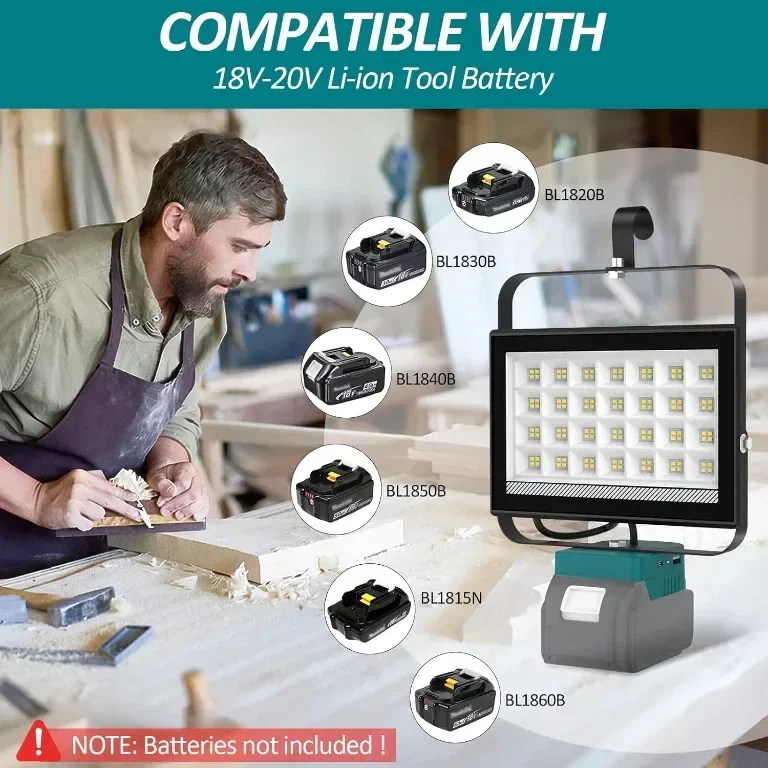 T-SUN LED работна лампа за 18V батерия, 100W, 5000LM (без батерия) — снимка 6