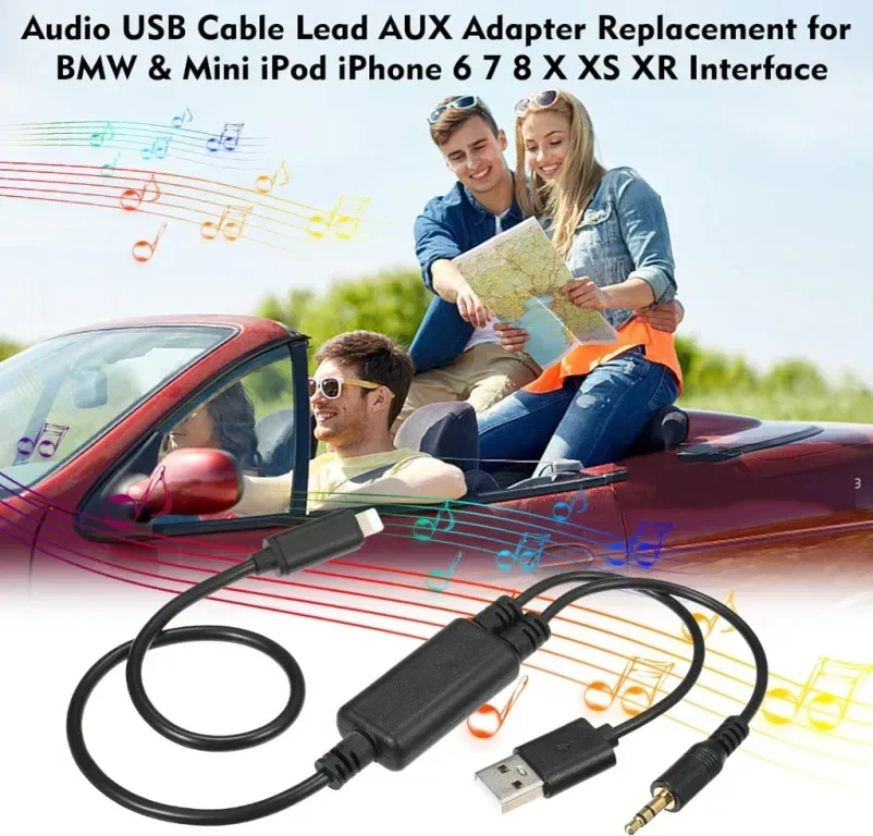 Shkalacar Audio USB кабел AUX адаптер за BMW и Mini iPod iPhone 6 7 8 X XS XR — снимка 2