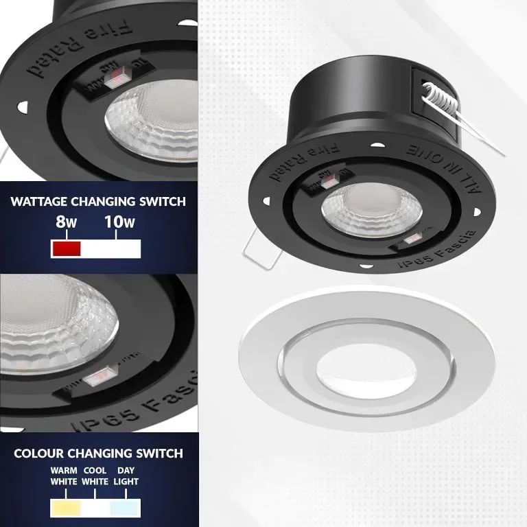 Bright Source Tilt Всичко в едно Превключваема мощност 8w/10 LED Downlight, пакет от 6 — снимка 4