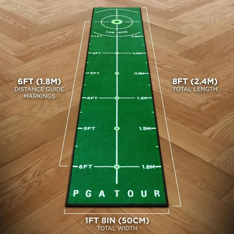 PGA Tour 8ft Deluxe Golf Putting Mat за голф, с насоки за обучение — снимка 5
