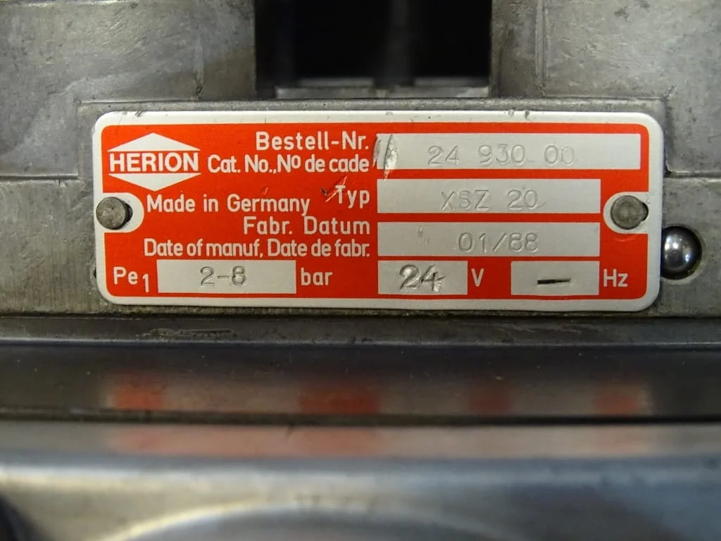 Пневматичен разпределител HERION XSZ 20/2493000 Solenoid Valve 24VDC G3/4 — снимка 3
