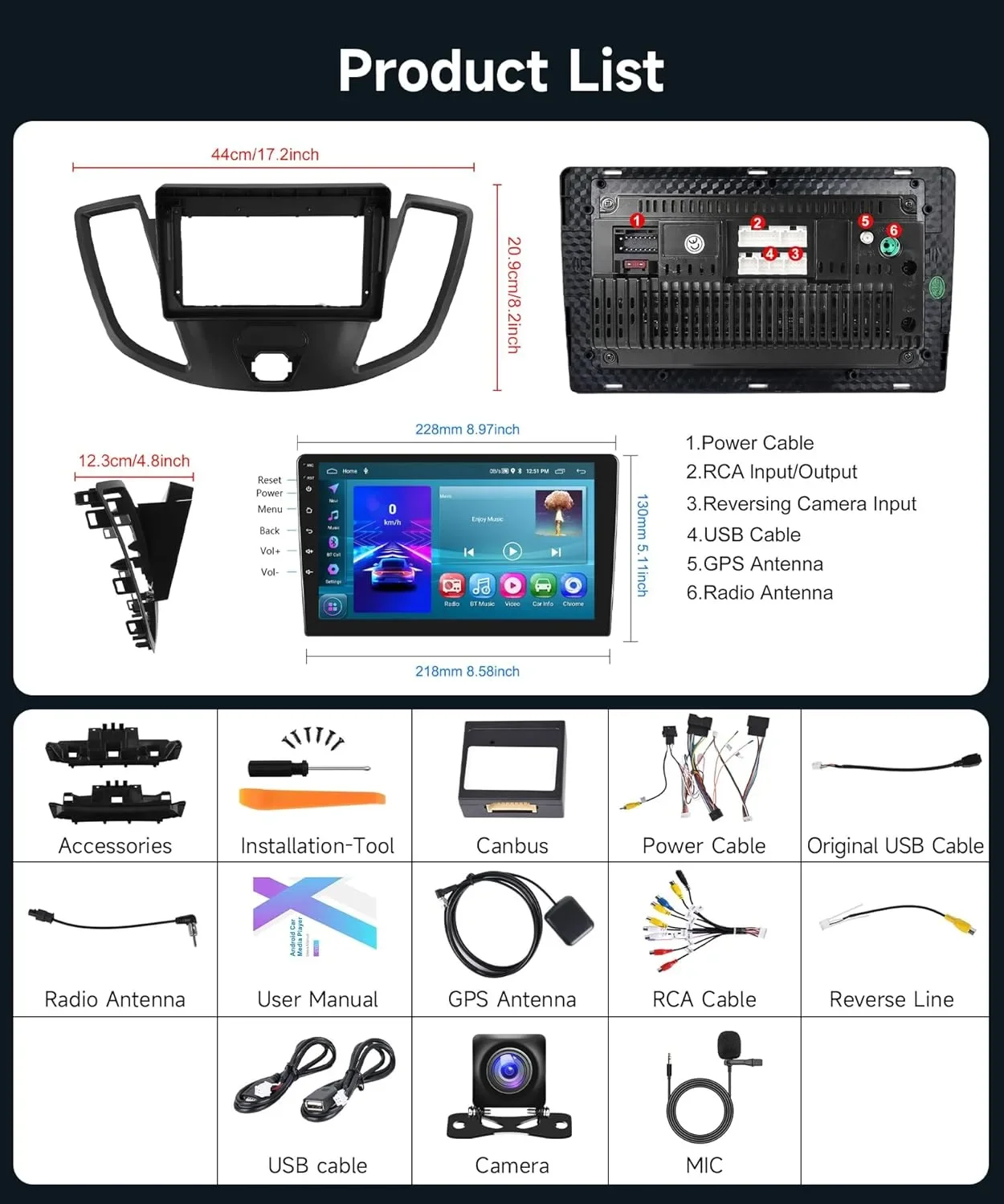 Rimoody 2G RAM 64GB Android мултимедия за Ford Transit (2015–2019) 9 инча с CarPlay/Android Auto — снимка 7