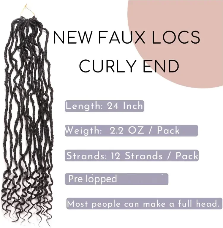 Екстеншъни за коса Faux Locs, сплетени, 60 см (пакет от 8), #1B — снимка 4