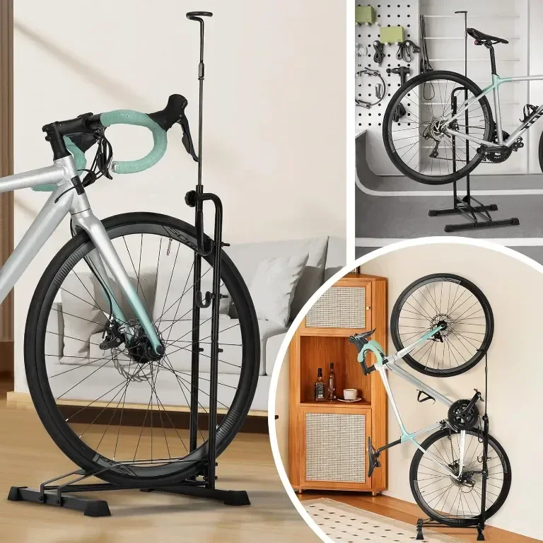 Favoto Bike Rack Stand Floor - Вертикална стойка за велосипеди, за велосипеди 20-29 инча, черна — снимка 2