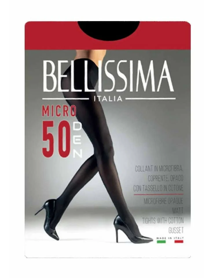 Bellissima 50DEN италиански черен, бежов, бял микрофибърен плътен чорапогащник 40-90кг Белисима — снимка 6