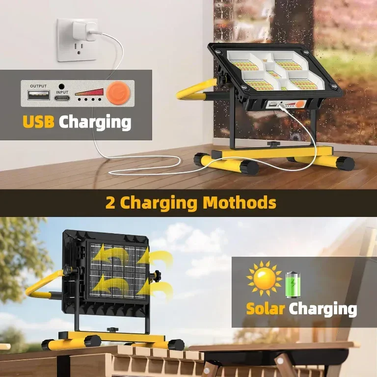Соларна LED акумулаторна работна лампа Sararoom, 100W, 5 режима, сгъваема дръжка, IP65 — снимка 3