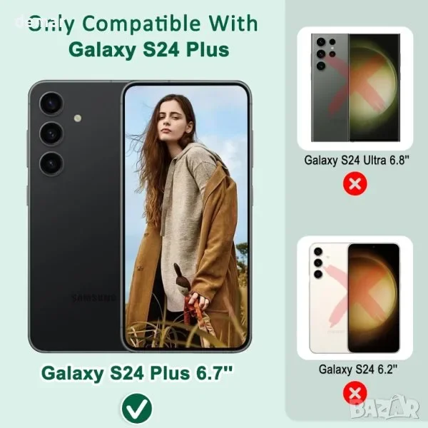 MONASAY Wallet кожен калъф-портфейл за Samsung Galaxy S24+ / S24 Plus 5G (6.7 инча) с протектор и RFID блокер — снимка 4