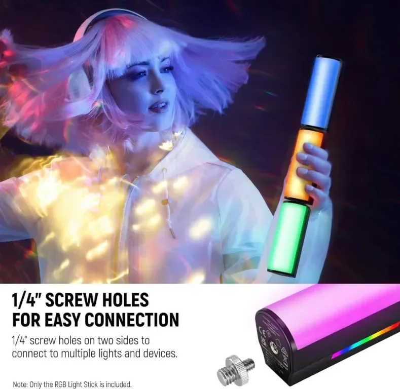 Магнитна ръчна светлинна пръчка NEEWER с управление от APP, 360° пълен RGB — снимка 7