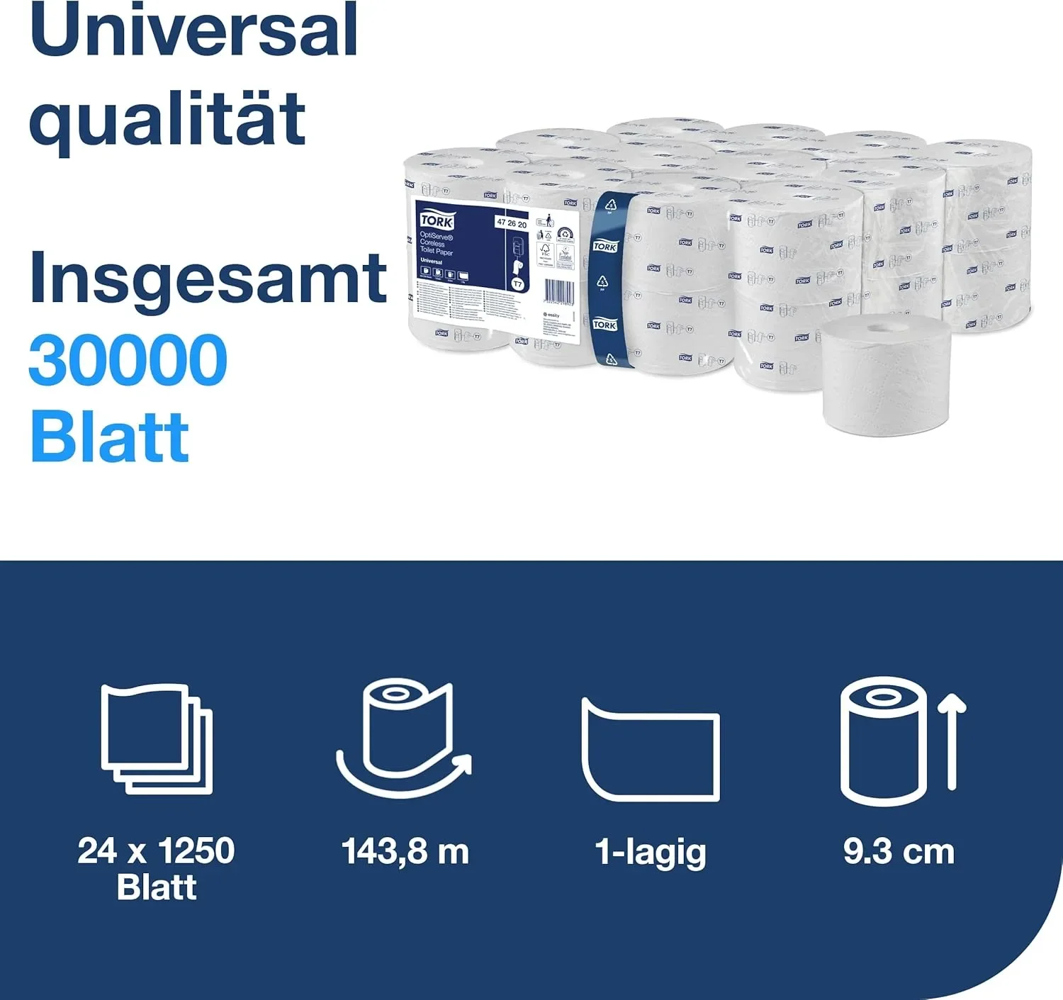 Диспенсър за тоалетна хартия Tork OptiServe Coreless + консуматив 24 ролки T7 — снимка 5